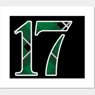 17 Sports Jersey Number Green Black Flannel Posters and Art